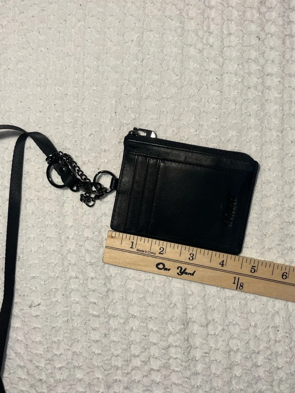 Kinzd Black Leather Card Holder Lanyard Wallet